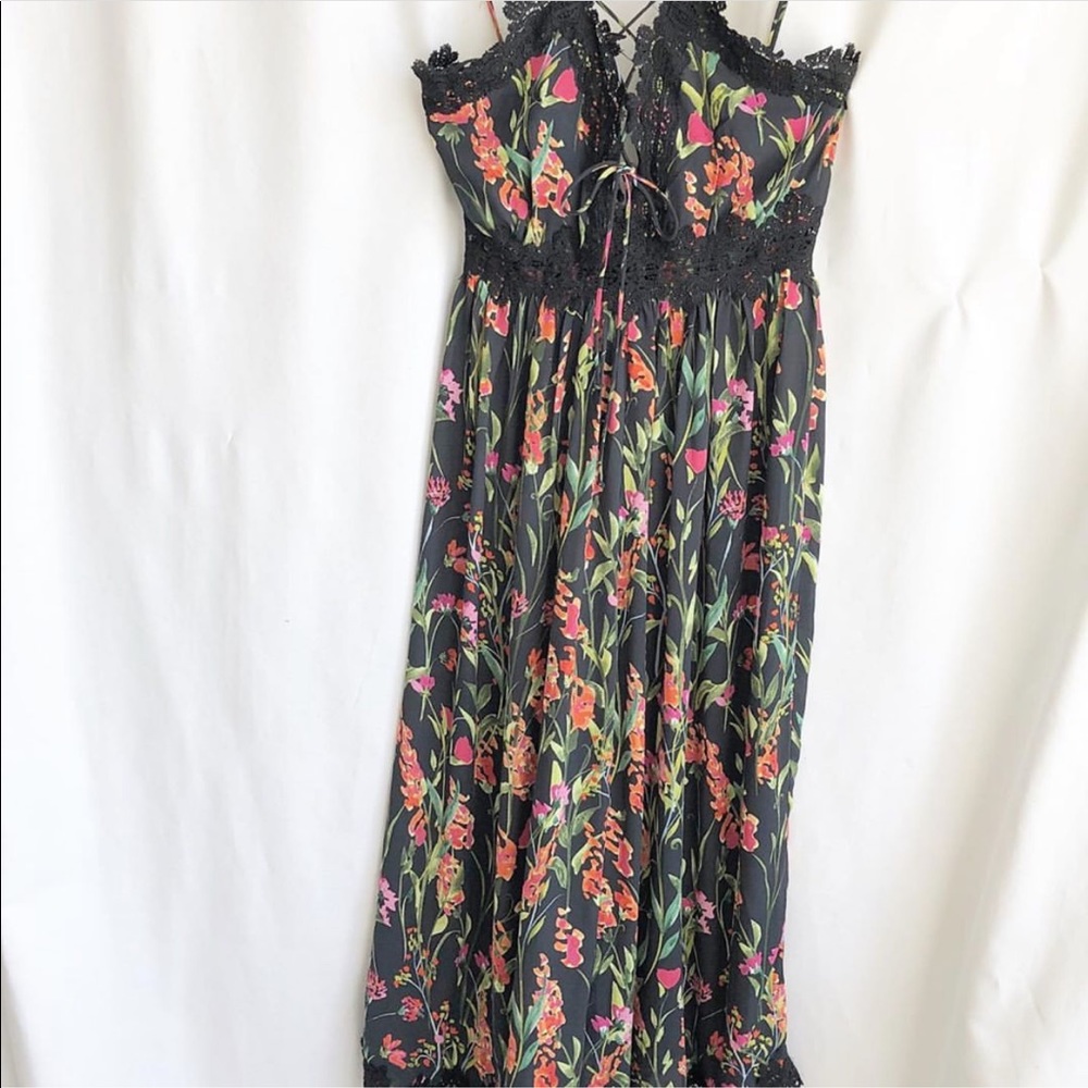 Gilbert floral pant romper with crochet detailing